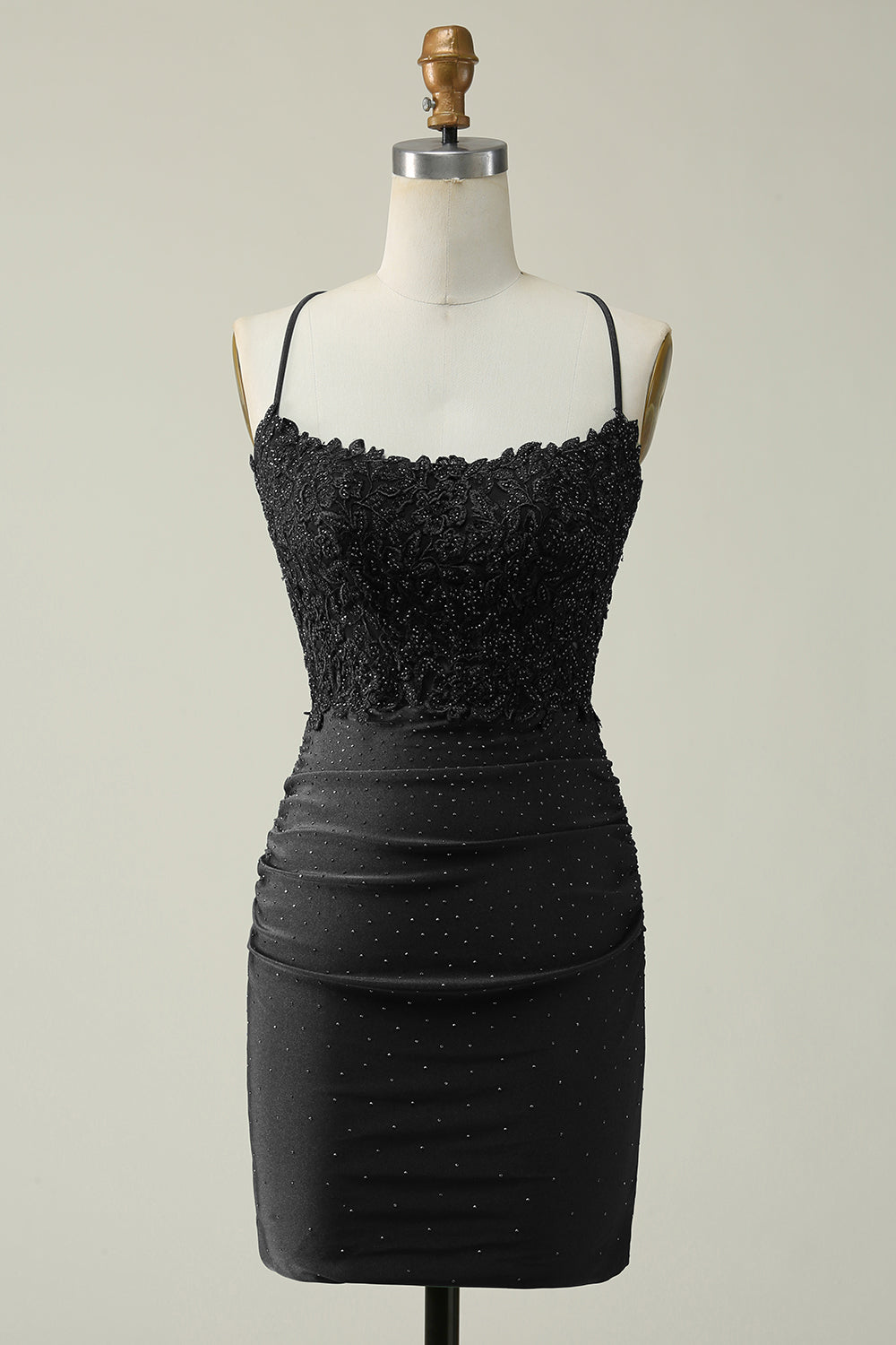 Correas de Espagueti Verde Oscuro Vestido de Cóctel Con Apliques