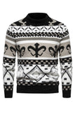 Suéter de punto con estampado de jersey caqui slim fit para hombre