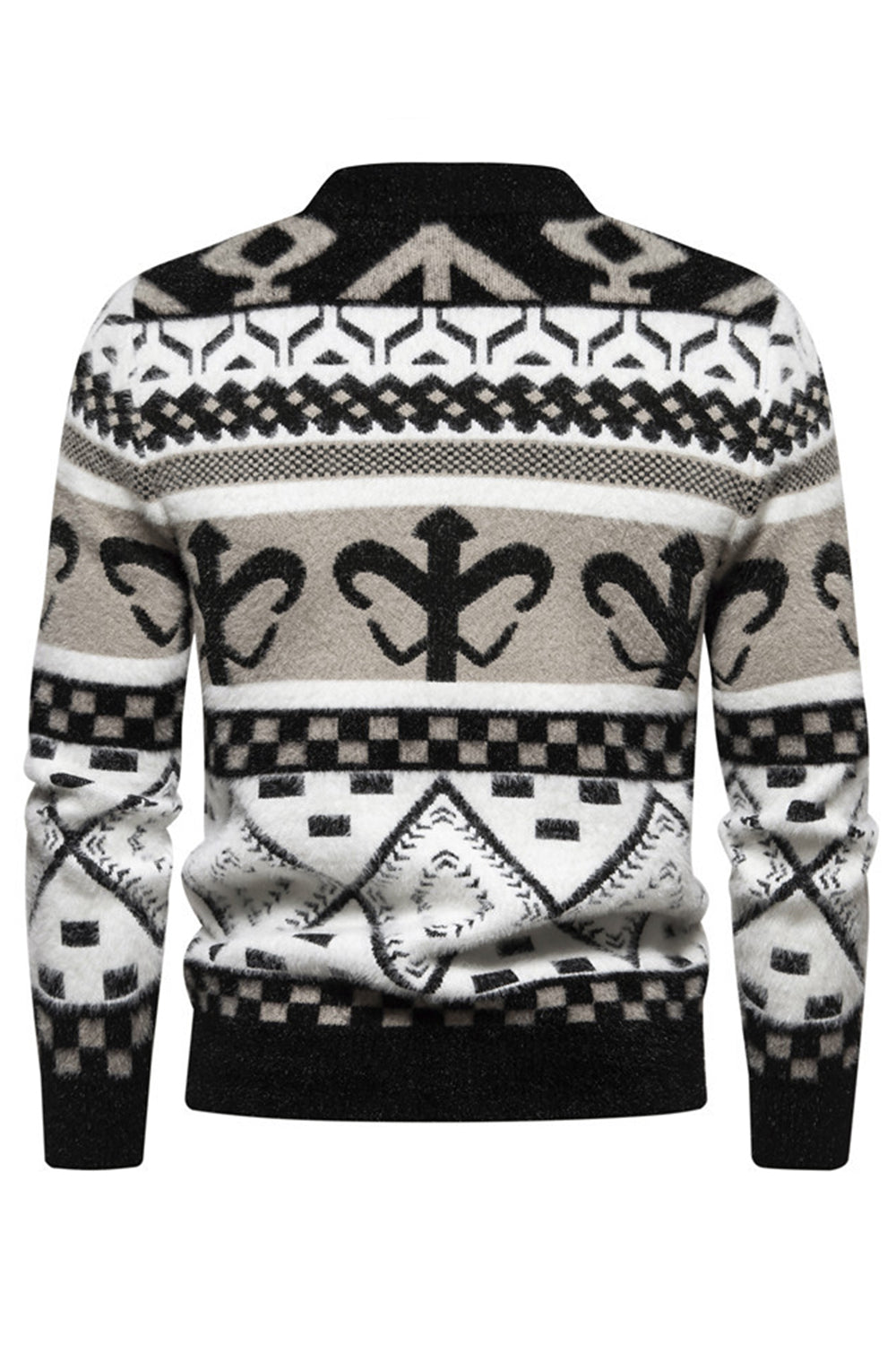 Suéter de punto con estampado de jersey caqui slim fit para hombre