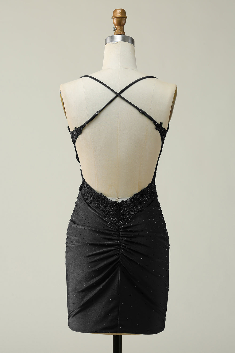Correas de Espagueti Verde Oscuro Vestido de Cóctel Con Apliques