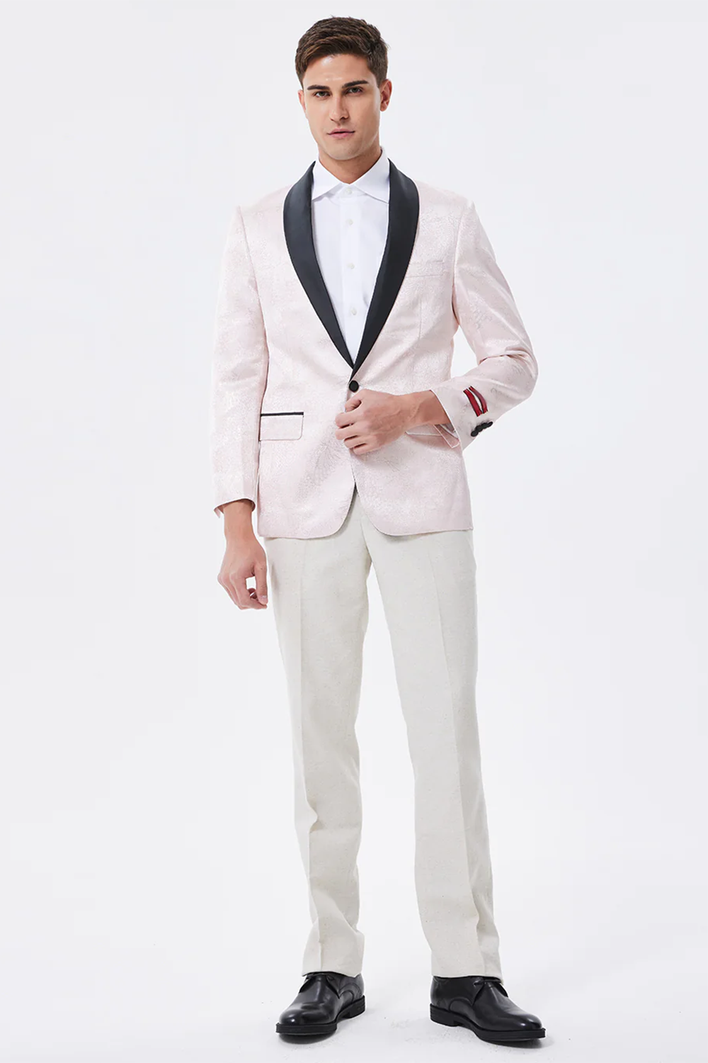 Blazer de hombre con solapa chal rosa claro