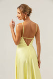 Vestido de dama de honor largo sin espalda corto con flor de línea A Line Halter