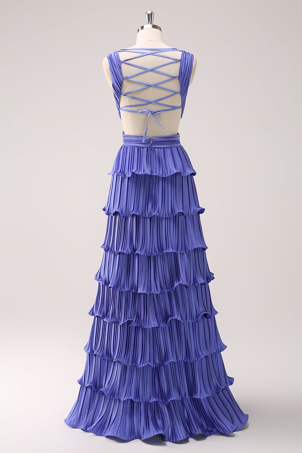 Vestido de dama de honor largo con escote en V profundo y escote en V morado con abertura