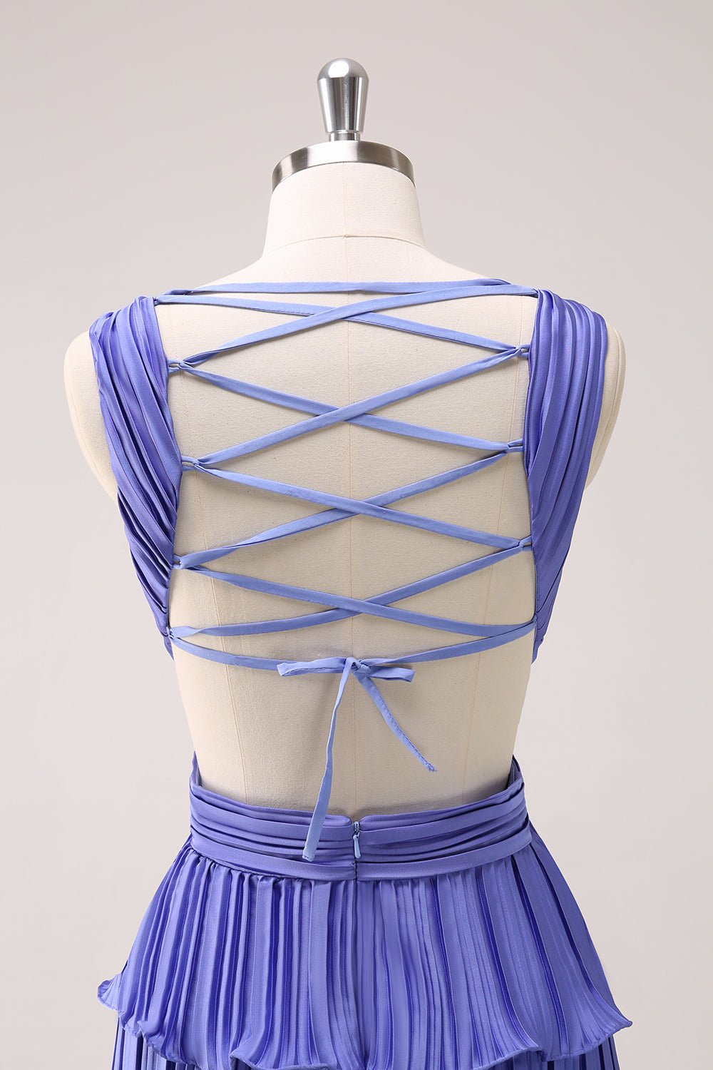 Vestido de dama de honor largo con escote en V profundo y escote en V morado con abertura