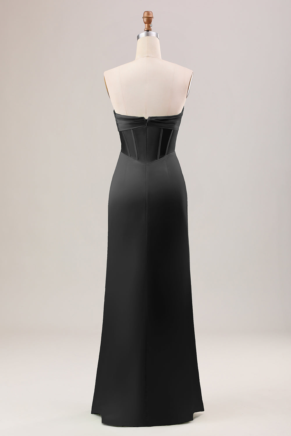 Corsé de vaina verde vestido de dama de honor largo sin tirantes con abertura