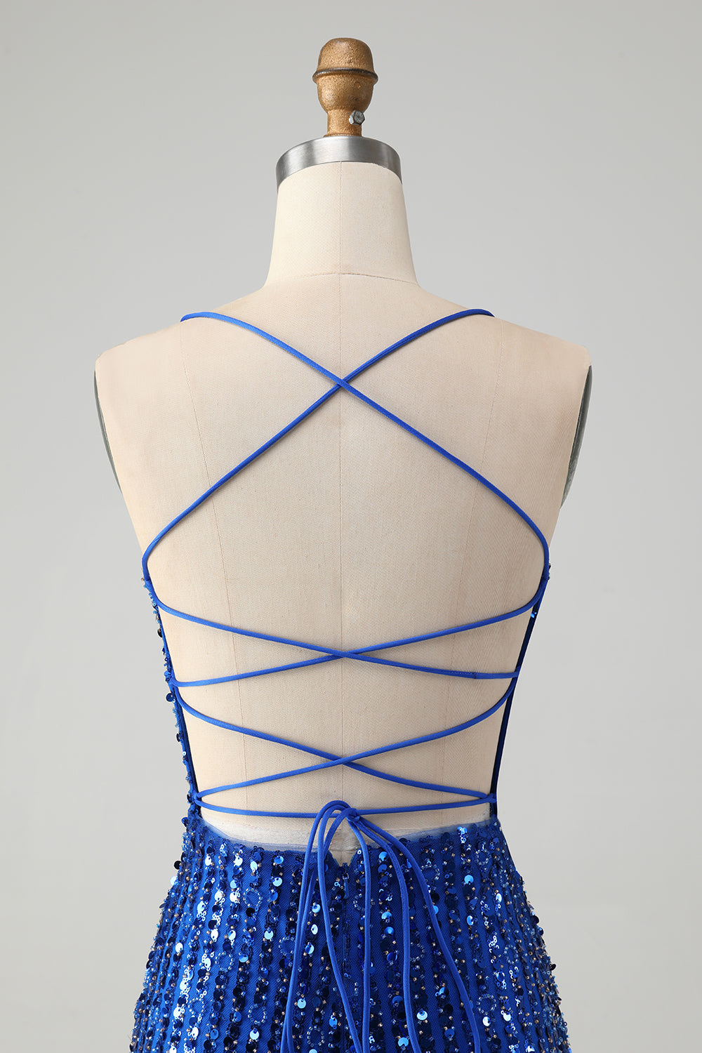 Vestido de cóctel corto con cordones y lentejuelas verdes brillantes