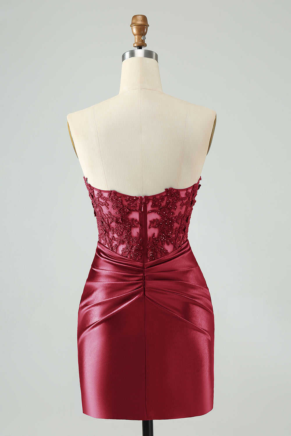 Vestido de cóctel de encaje sin tirantes azul real