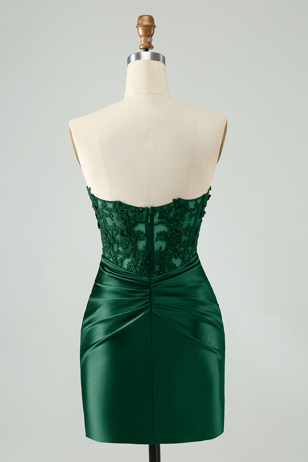 Vestido de cóctel de encaje sin tirantes azul real