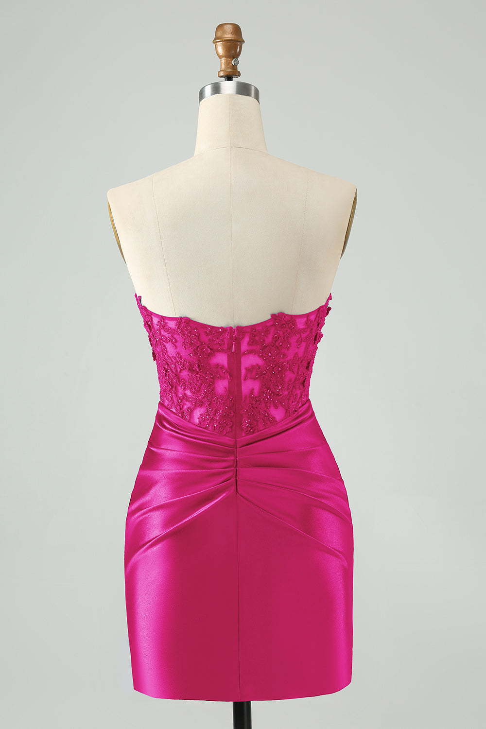 Vestido de cóctel de encaje sin tirantes azul real