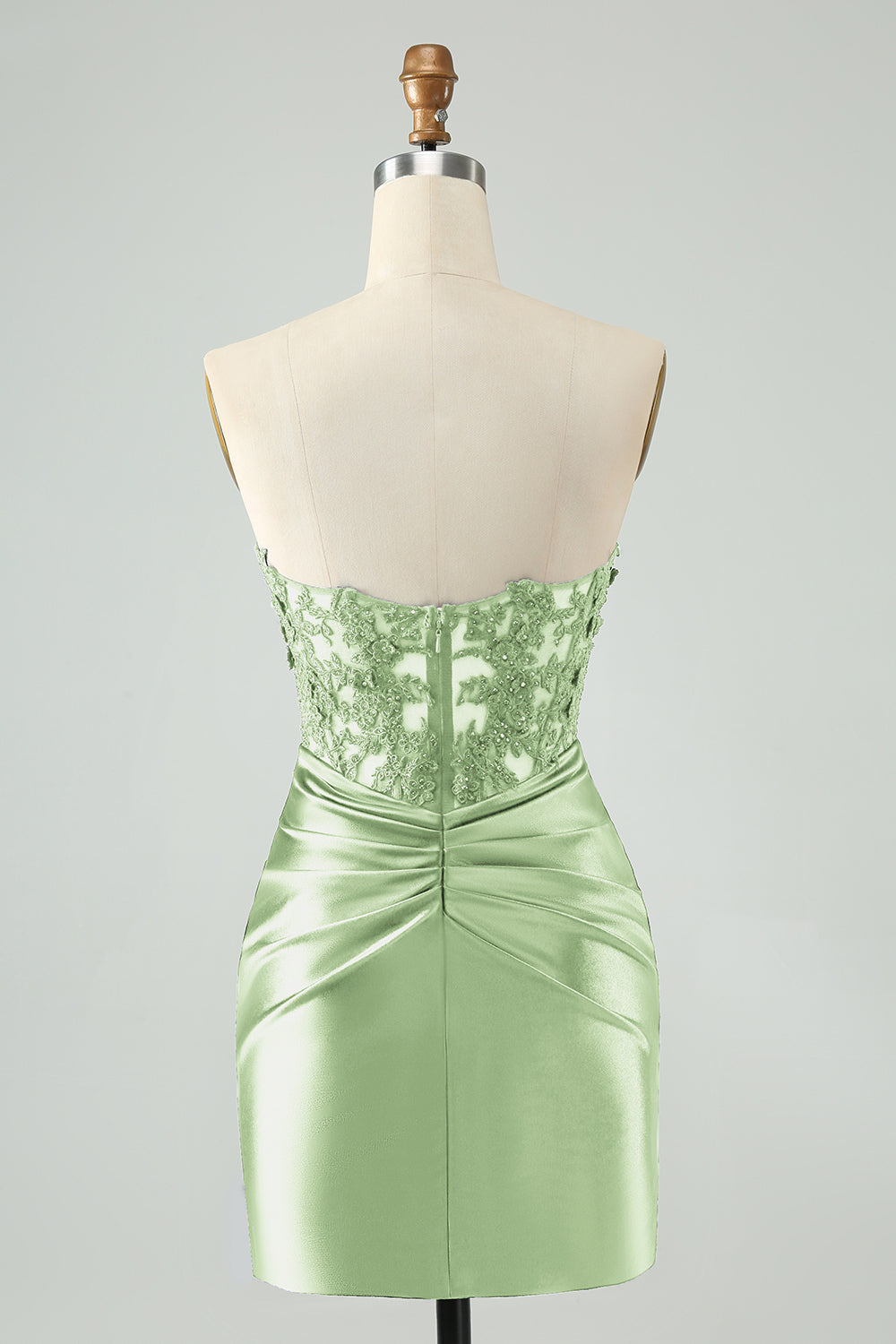 Vestido de cóctel de encaje sin tirantes azul real