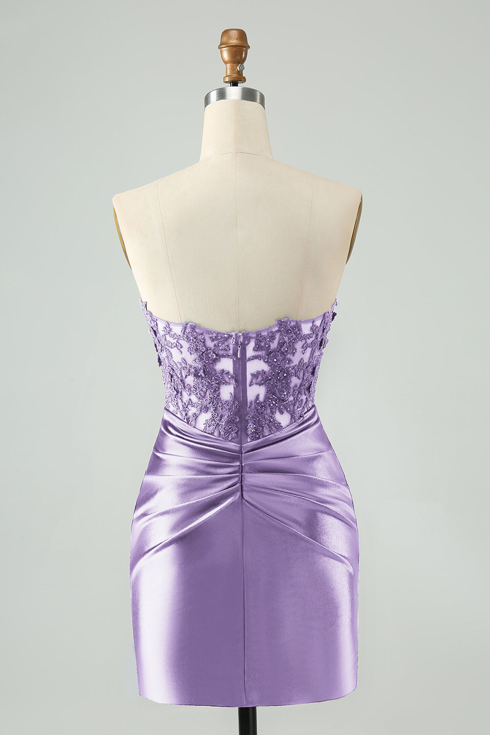Vestido de cóctel de encaje sin tirantes azul real