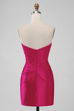 Vestido corto sin tirantes sin tirantes rojo brillante con encaje