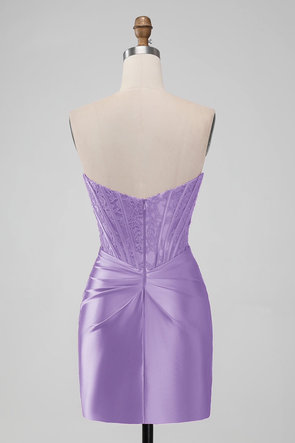 Vestido corto sin tirantes sin tirantes rojo brillante con encaje