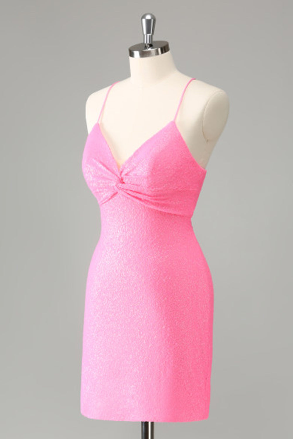 Elegante vestido de cóctel con escote halter y lentejuelas negras con cordones en la espalda