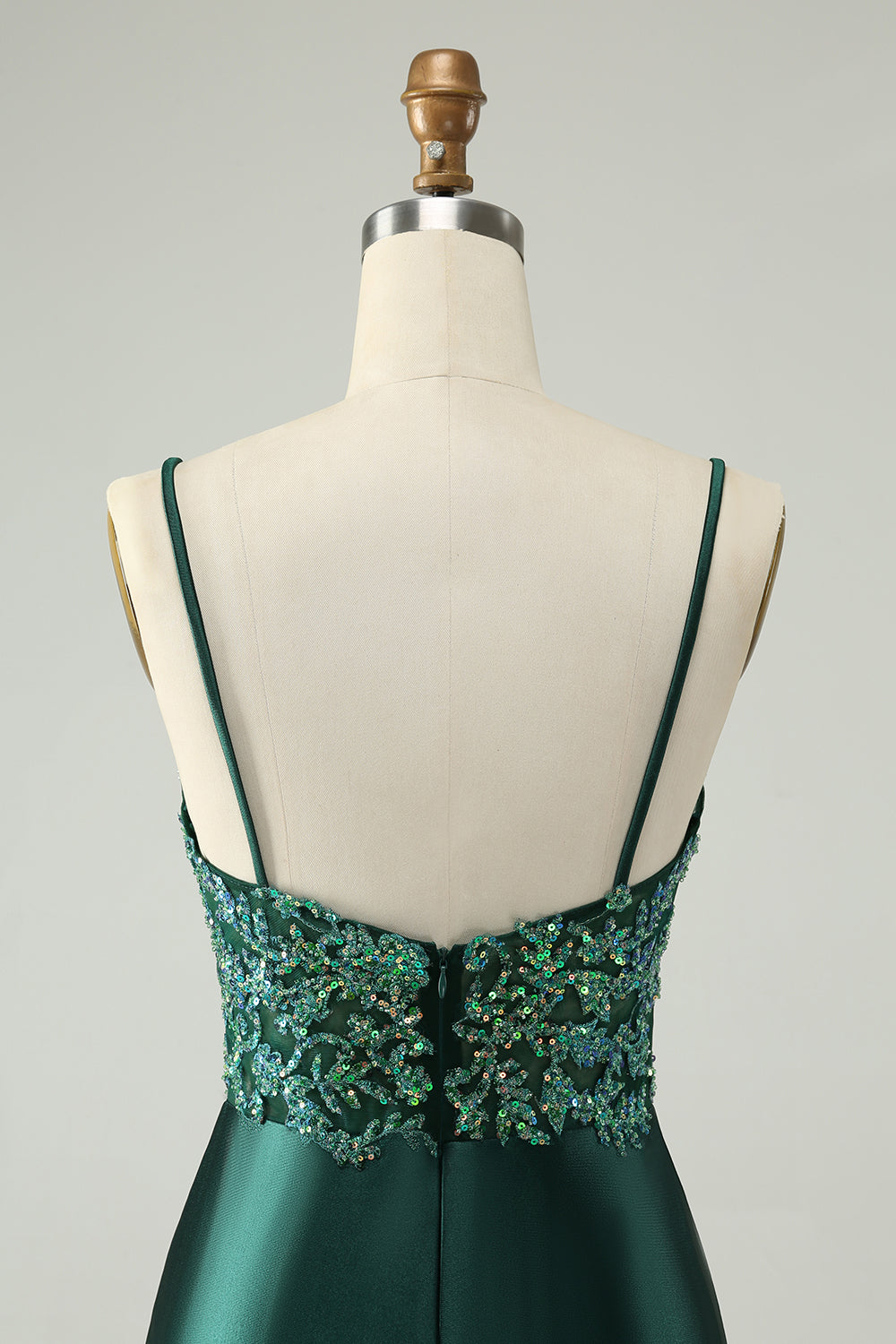 Vestido de cóctel corto ajustado con cuello en V y lentejuelas con purpurina verde oscuro
