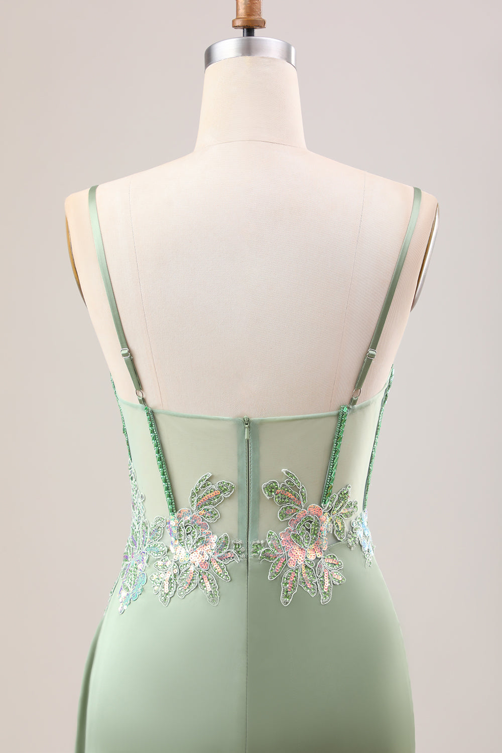 Elegante vestido de fiesta largo con corsé plisado de lentejuelas sirena lila con abertura