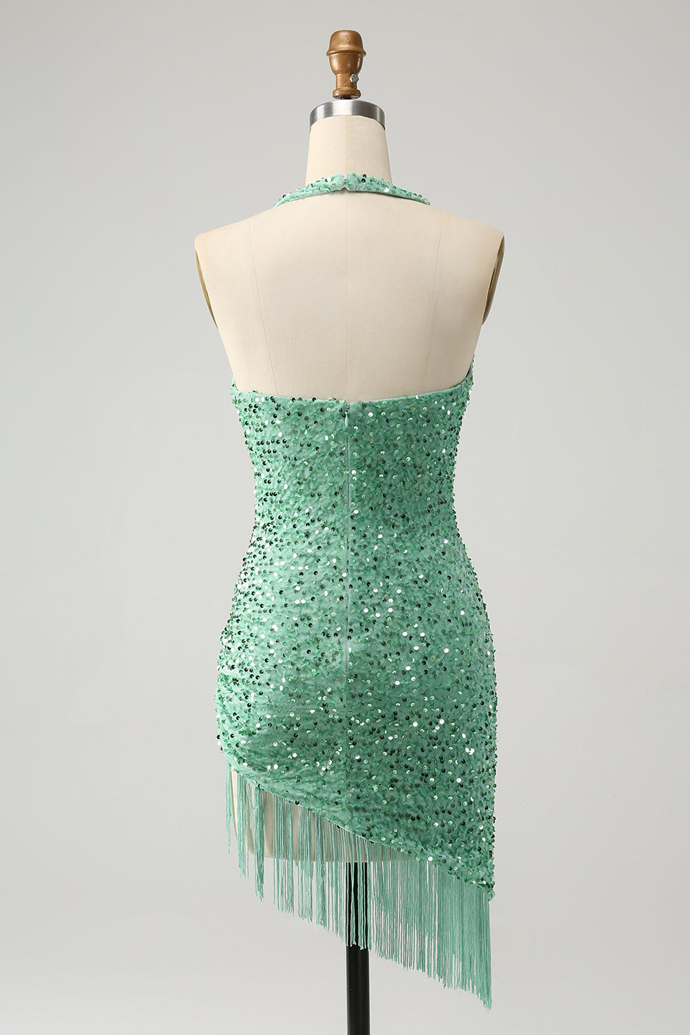 Vestido de cóctel ajustado corto con lentejuelas fucsia brillante y borlas