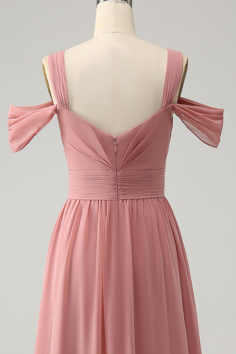 Vestido de dama de honor plisado con tirantes de espagueti rojo de gasa con abertura