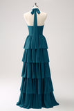 Vestido de dama de honor de gasa Pino con flor