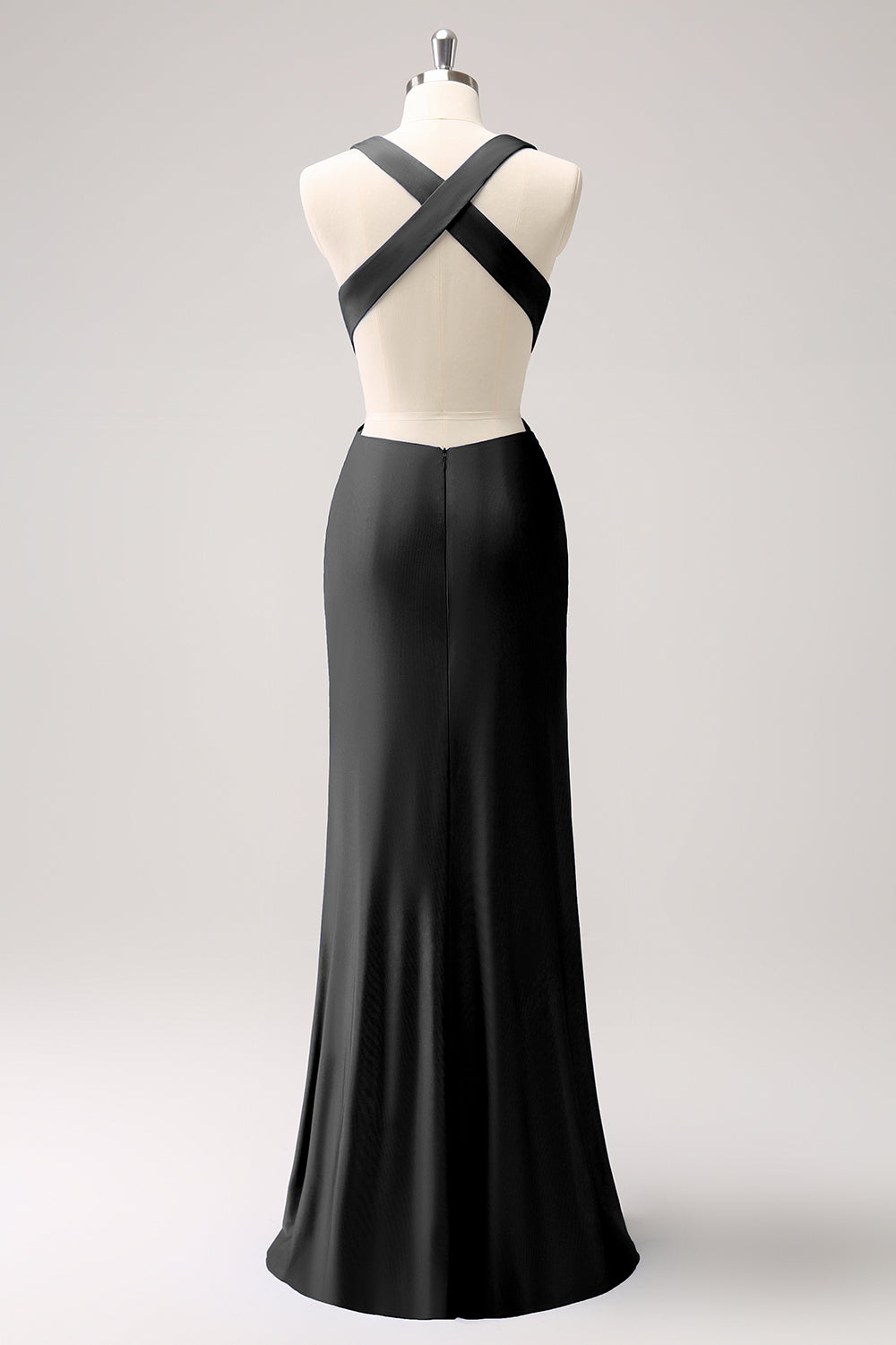 Vestido de dama de honor largo fruncido con cuello en V azul real