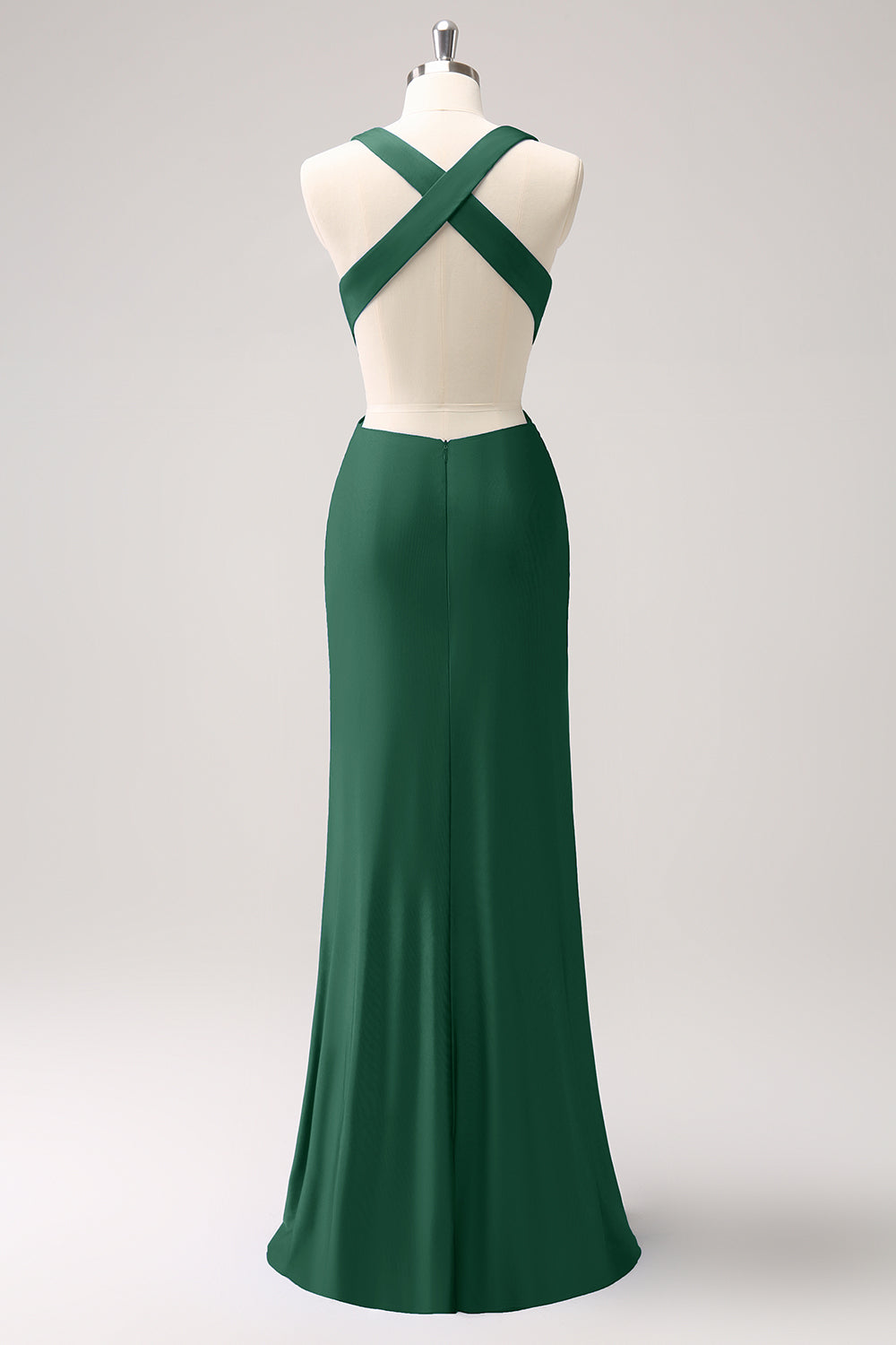 Vestido de dama de honor largo fruncido con cuello en V azul real