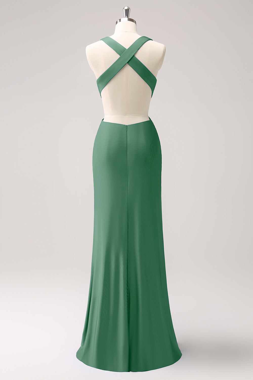Vestido de dama de honor largo fruncido con cuello en V azul real