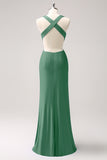 Vestido de dama de honor largo fruncido con cuello en V azul real