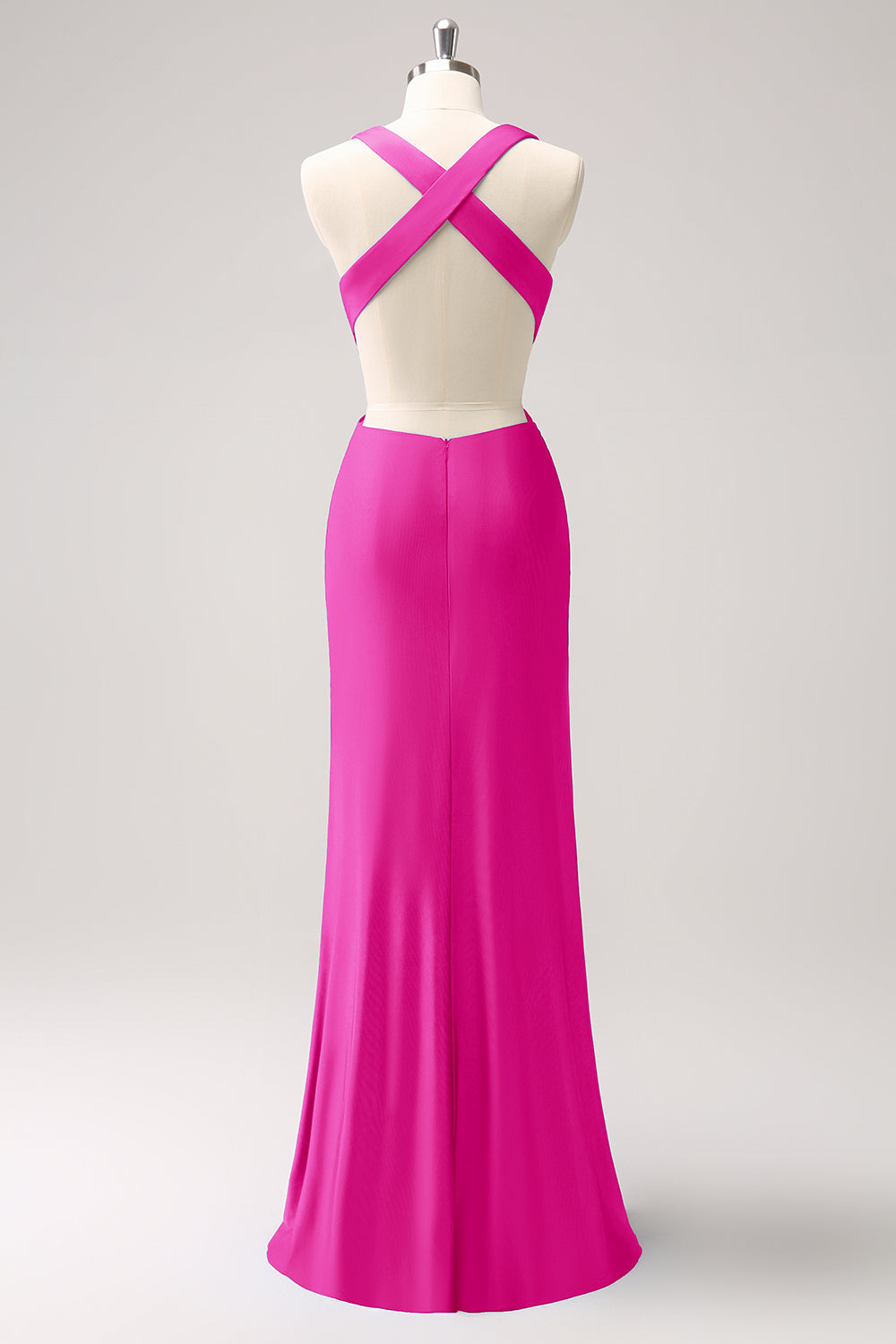 Vestido de dama de honor largo fruncido con cuello en V azul real