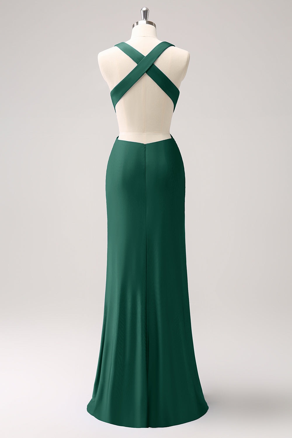 Vestido de dama de honor largo fruncido con cuello en V azul real