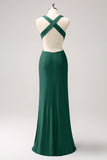 Vestido de dama de honor largo fruncido con cuello en V azul real