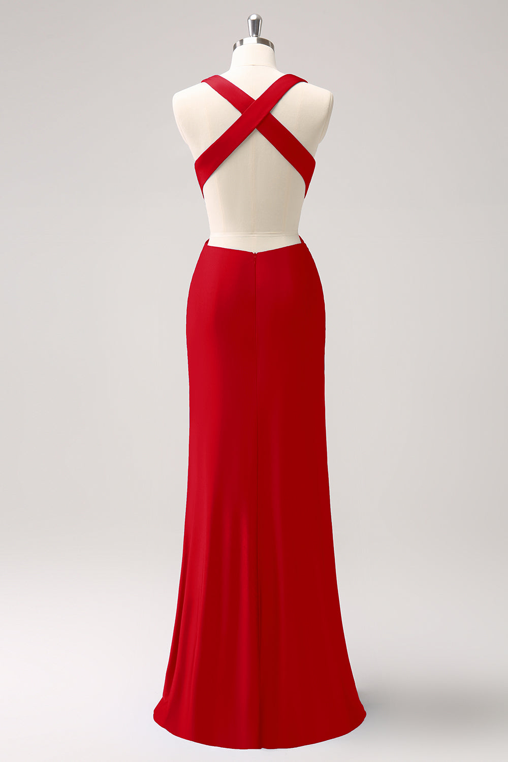 Vestido de dama de honor largo fruncido con cuello en V azul real