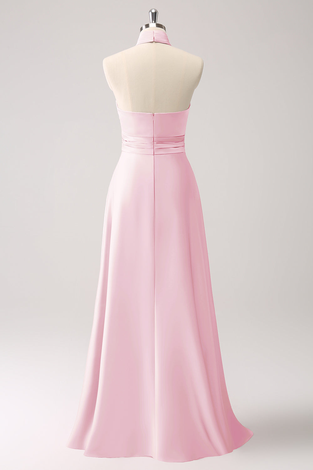 Vestido de dama de honor de satén de ojo de cerradura Eucalipto con abertura