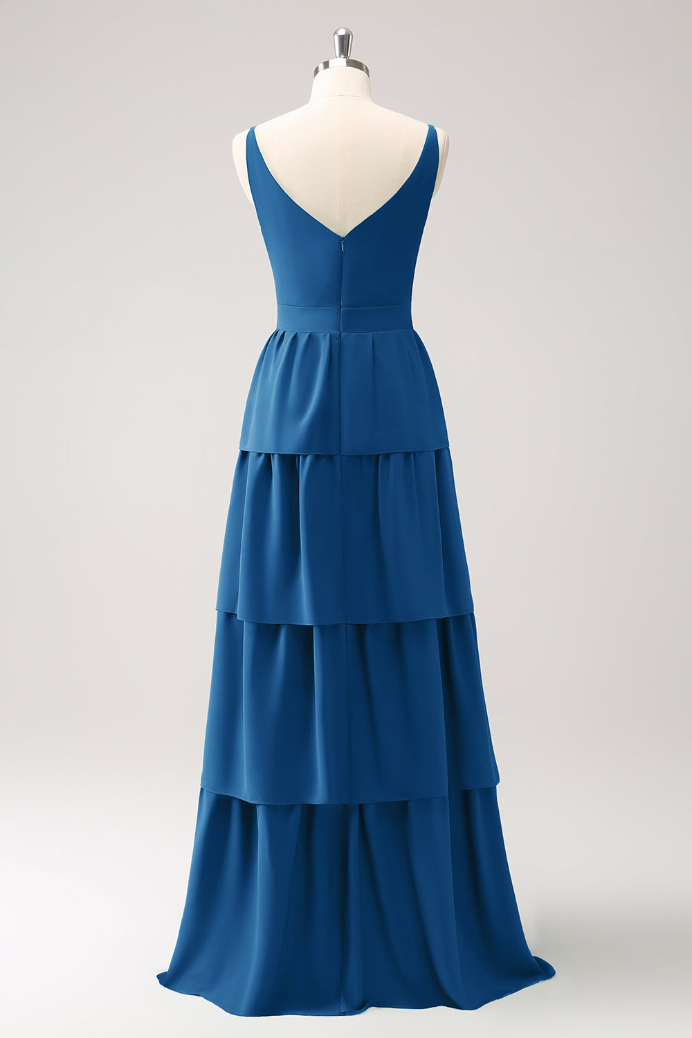 Vestido largo de dama de honor Azul Real con escote en V