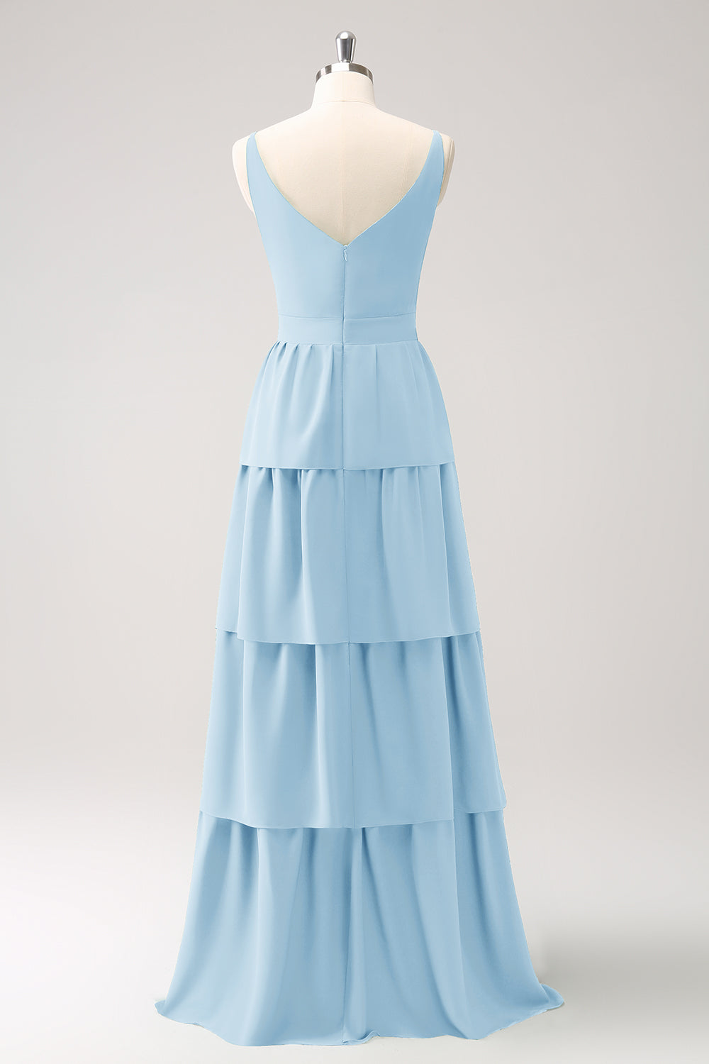 Vestido largo de dama de honor Azul Real con escote en V