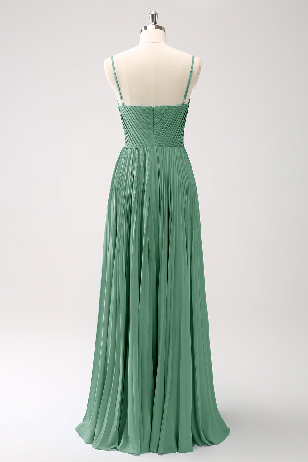 Vestido de dama de honor con tirantes de espagueti Eucalipto