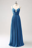 Vestido de dama de honor con tirantes de espagueti Eucalipto