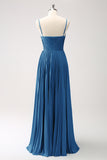 Vestido de dama de honor con tirantes de espagueti Eucalipto