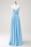 Vestido de dama de honor con tirantes de espagueti Eucalipto