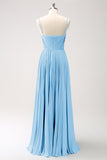 Vestido de dama de honor con tirantes de espagueti Eucalipto
