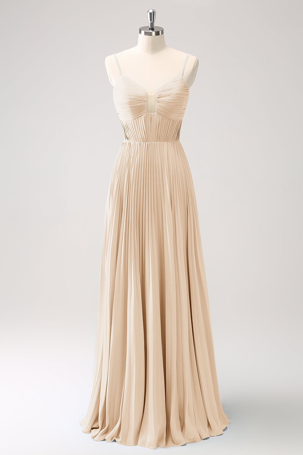 Vestido de dama de honor con tirantes de espagueti azul pavo real