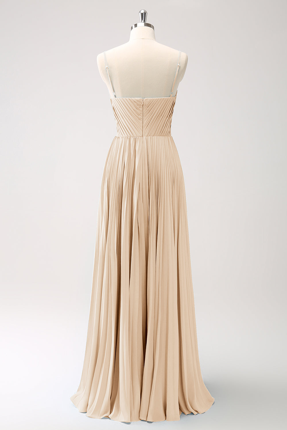 Vestido de dama de honor con tirantes de espagueti azul pavo real