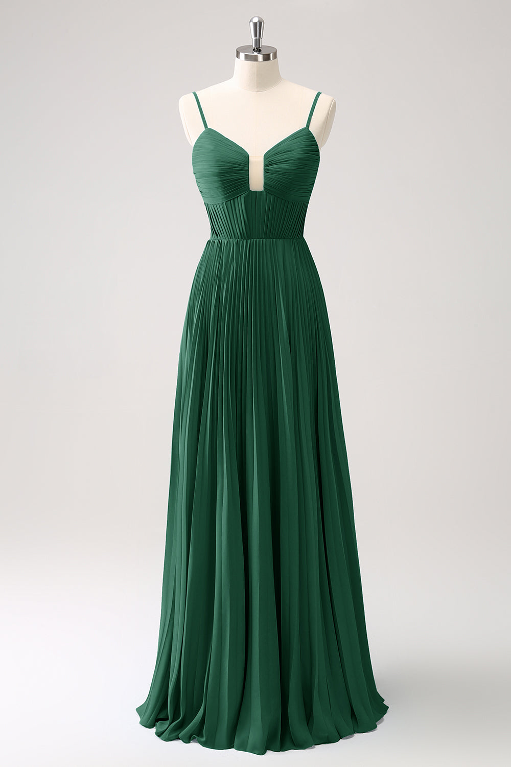 Vestido de dama de honor con tirantes de espagueti azul pavo real