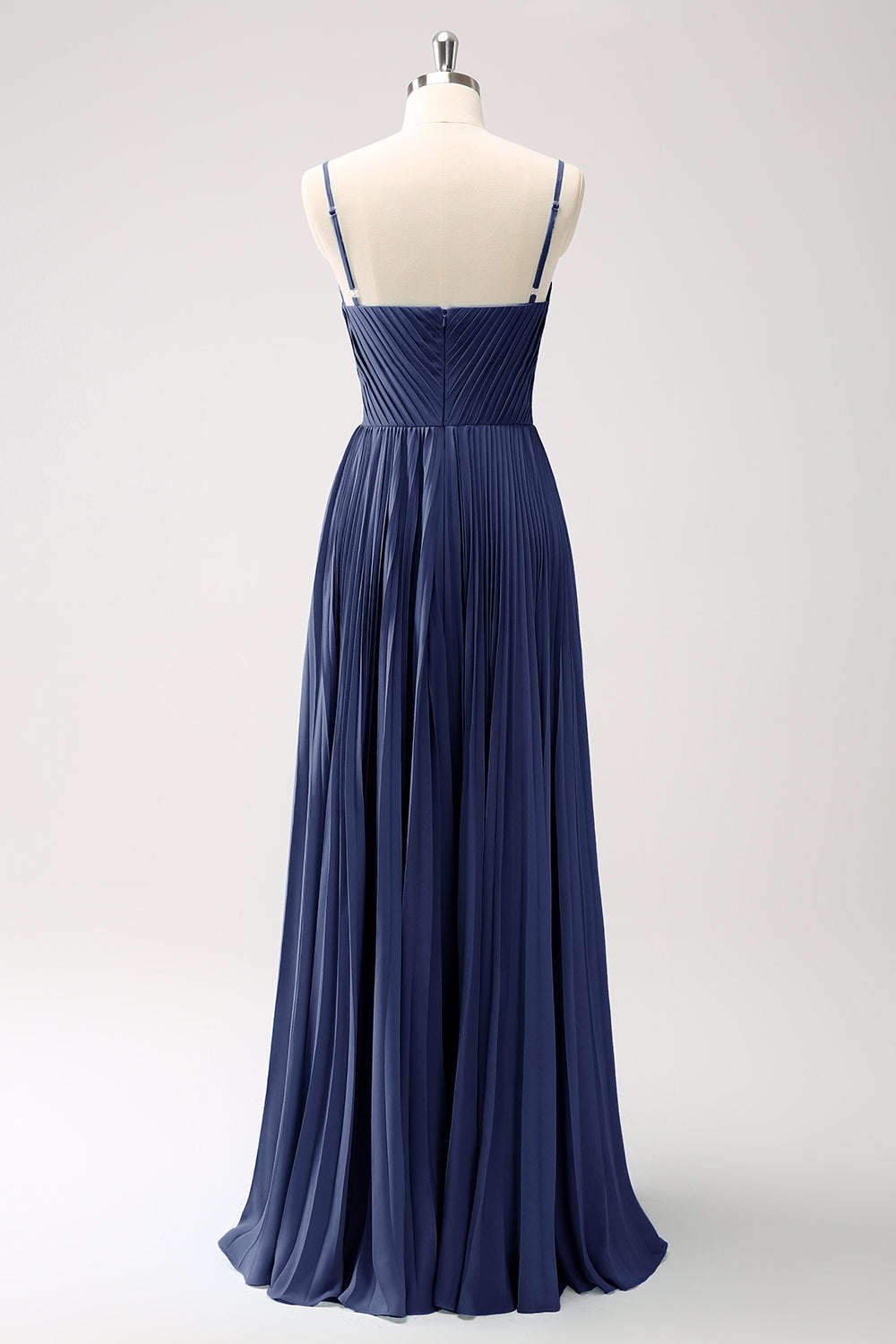 Vestido de dama de honor con tirantes de espagueti azul pavo real