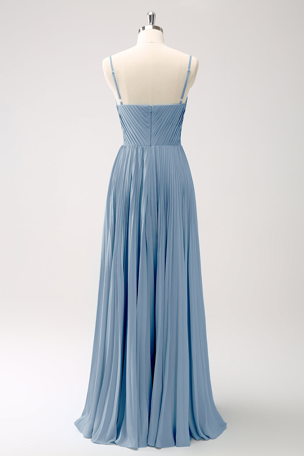 Vestido de dama de honor con tirantes de espagueti azul pavo real