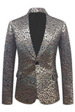 Blazer de hombre con solapa chal de jacquard dorado