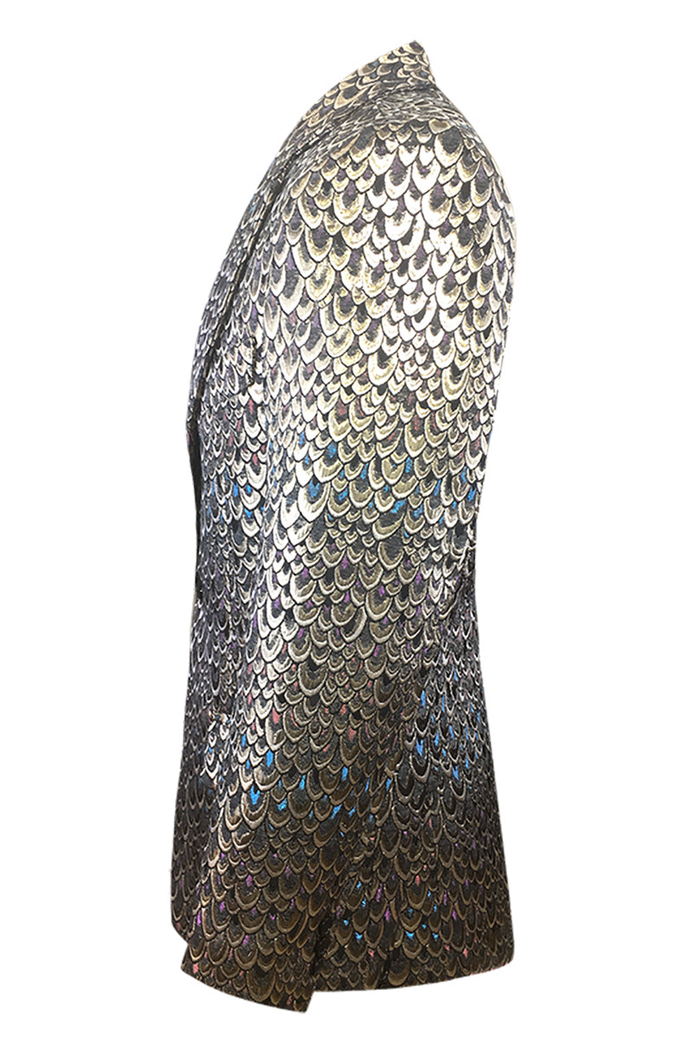 Blazer de hombre con solapa chal de jacquard dorado