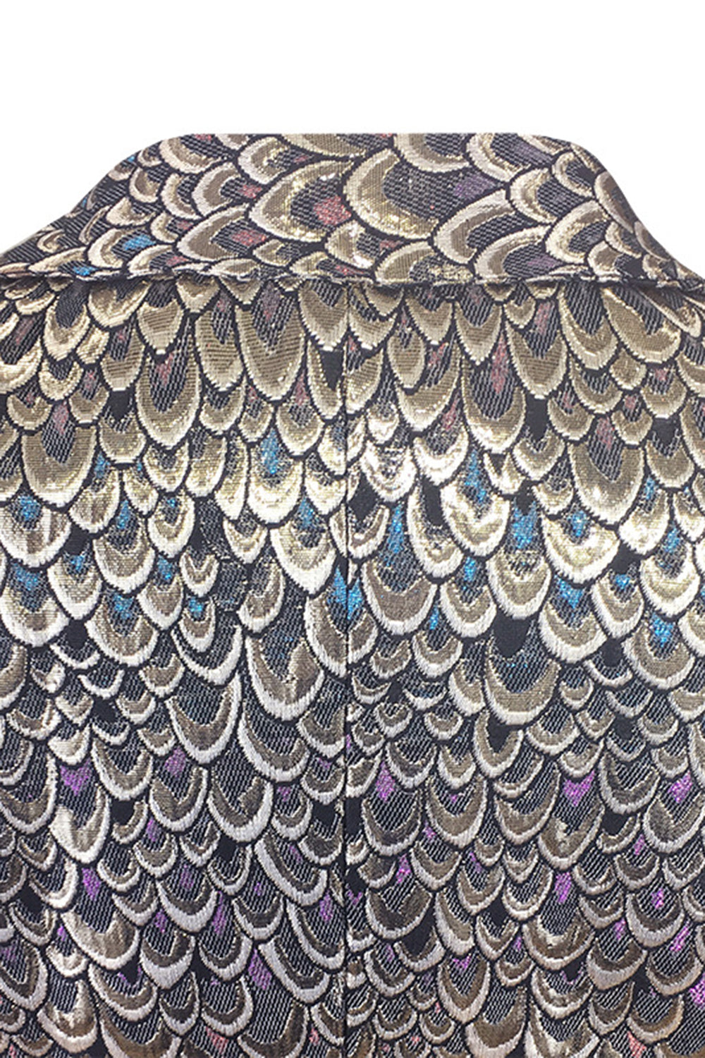 Blazer de hombre con solapa chal de jacquard dorado