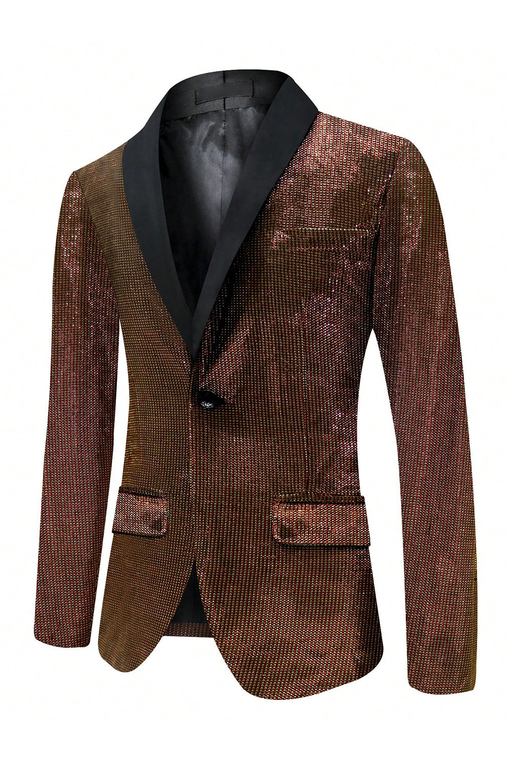 Mantón marrón solapa Blazer de fiesta para hombre con un botón