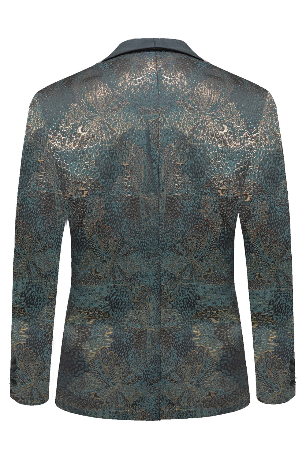 Blazer de fiesta con solapa chal jacquard azul oscuro