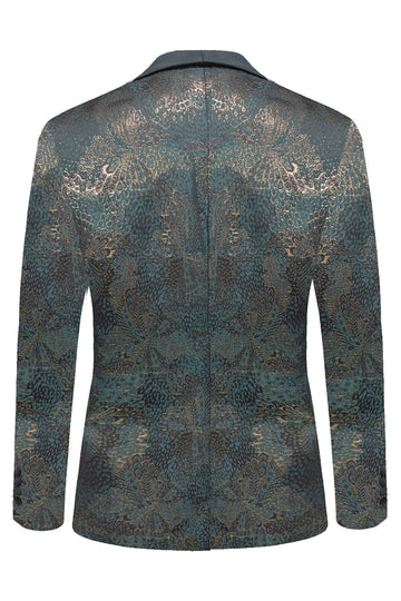 Blazer de fiesta con solapa chal jacquard azul oscuro